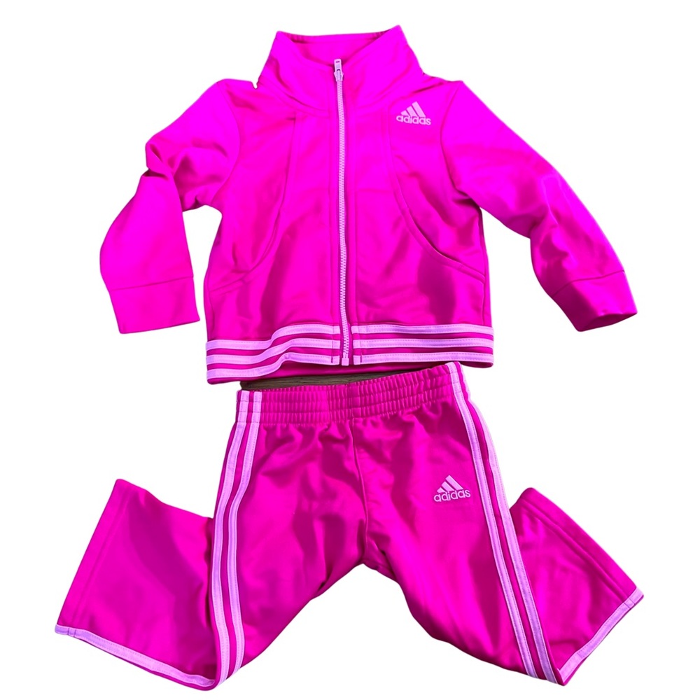18 months, Adidas, baby girl jogging suit, bright pink